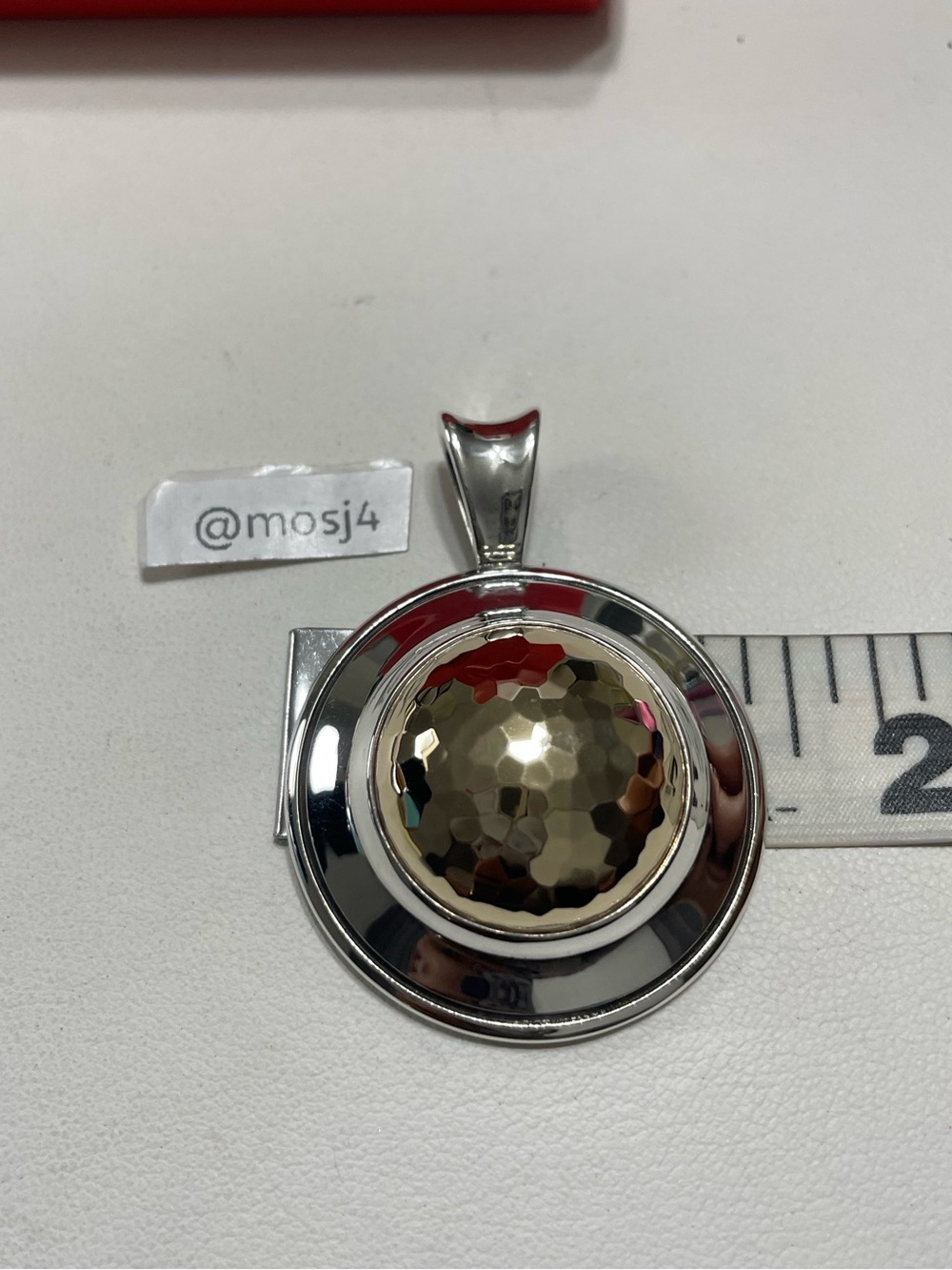Retired James Avery Gold Hammered Dome Pendant - Picture 5 of 7
